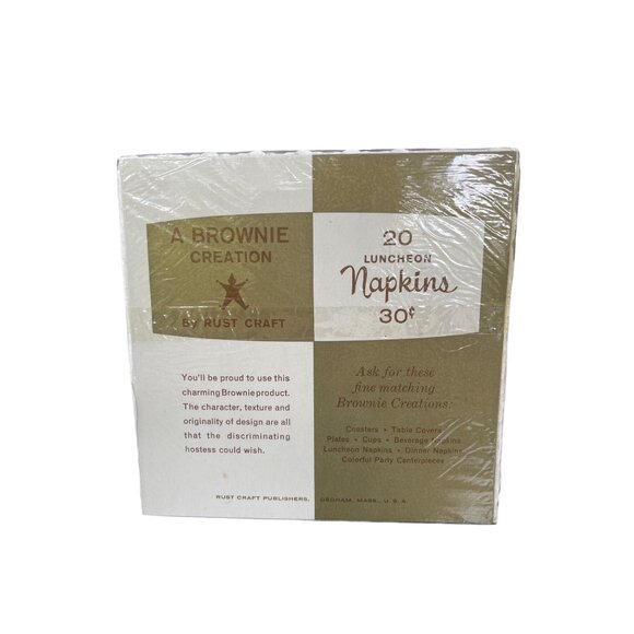 Vintage 20 Rust Craft Brownie Luncheon Napkins Coffee Time 6" Estate NEW NOS - Picture 2 of 3